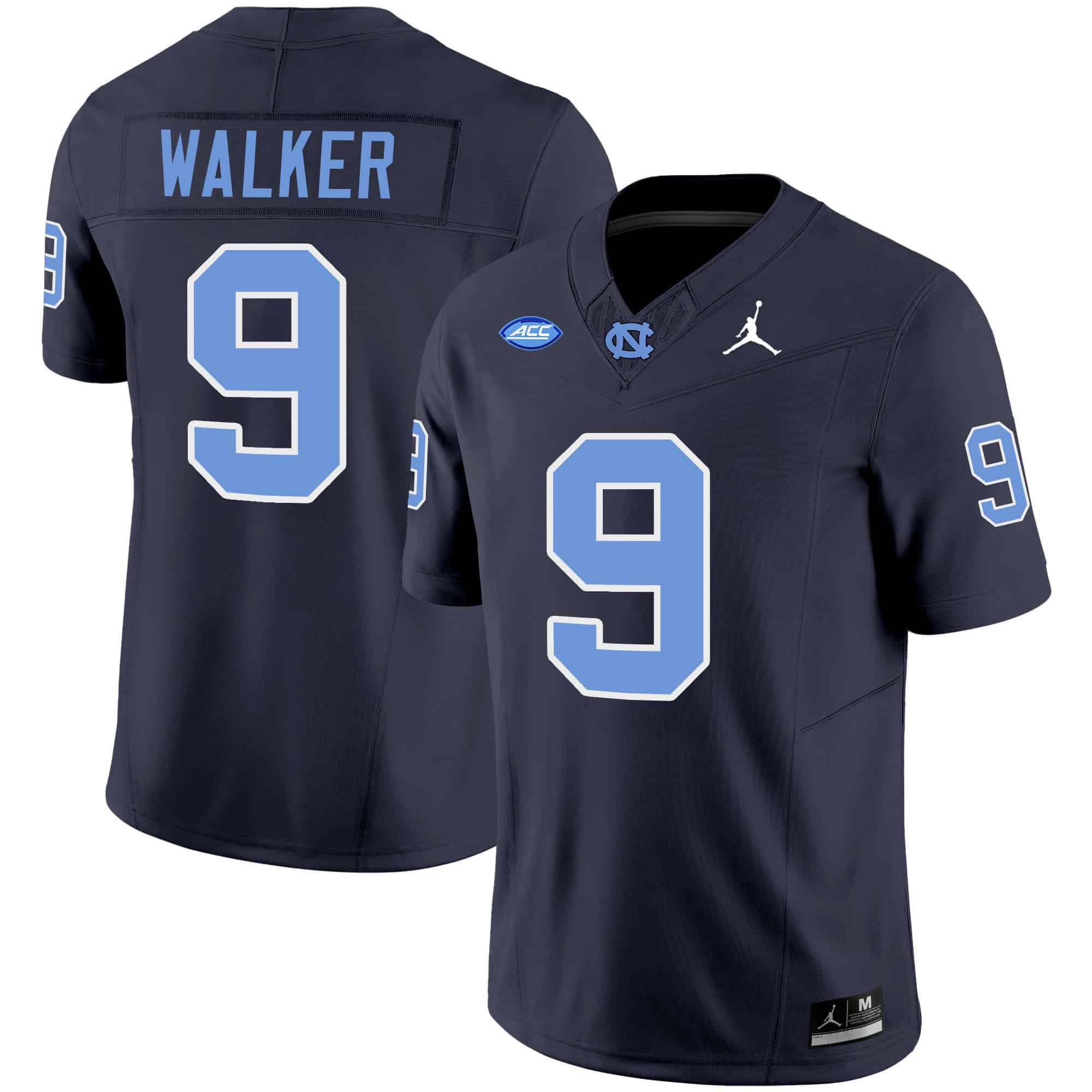 Men North Carolina Tar Heels #9 Walker Drak Blue 2024 Vapor Limited NCAA Jersey style 1